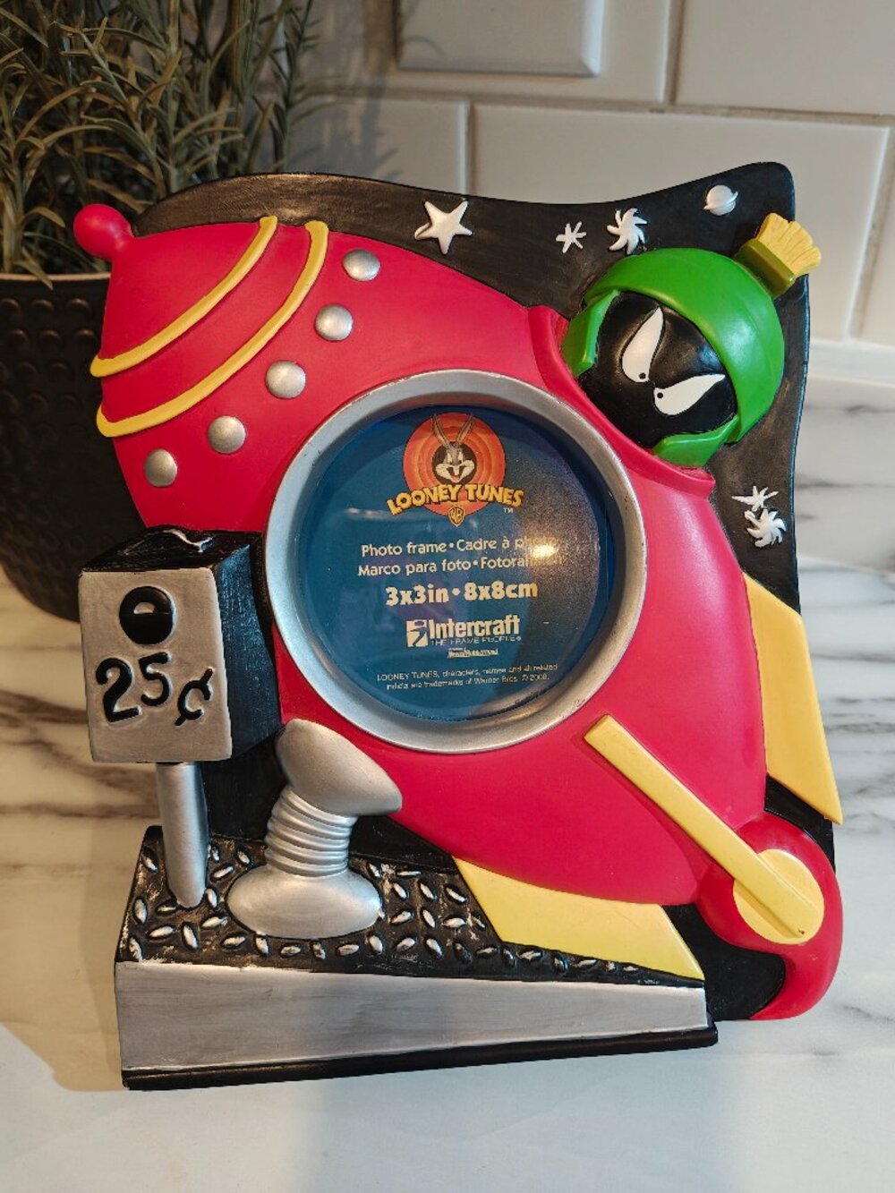 Vintage 2000 Looney Tunes Marvin Martian Red Spaceship Photo Frame Warner Bros